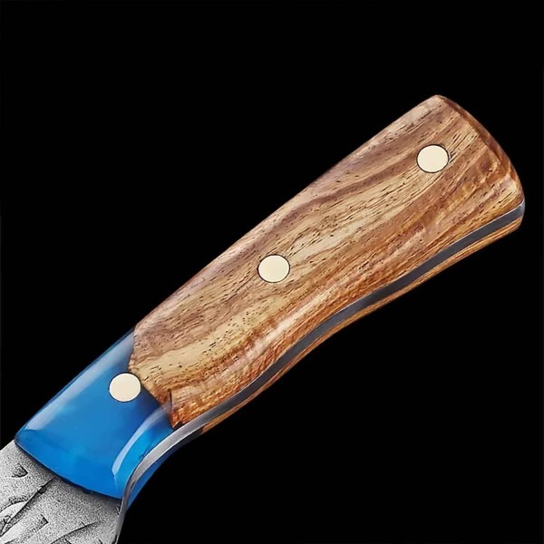 Blue Resin Damast Hackbeil – Bild 8